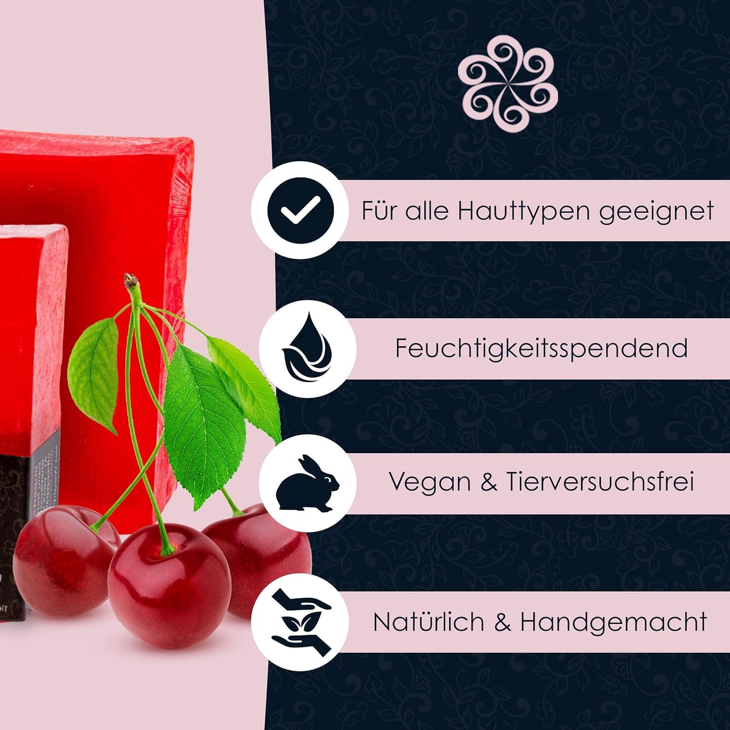 Panu Seifen Kirsche - Vegane Duschseife Für Alle Hauttypen - Naturseife Als Festes Duschgel Und Festes Shampoo - Premium Soap Bar - Natürlicher Duschbrocken Als Festes Duschgel