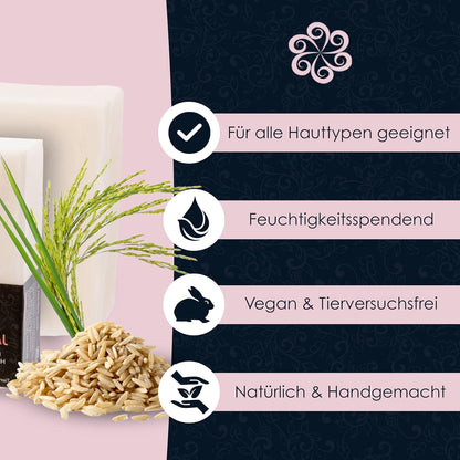 Panu Seifen Jasminreis - Vegane Duschseife Für Alle Hauttypen - Naturseife Als Festes Duschgel Und Festes Shampoo - Premium Soap Bar - Natürlicher Duschbrocken Als Festes Duschgel