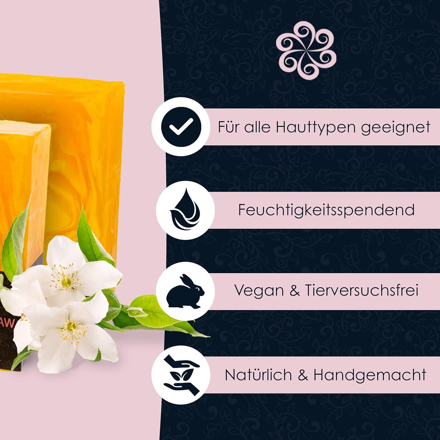 Panu Seifen Wasser Jasmin - Vegane Duschseife Für Alle Hauttypen - Naturseife Als Festes Duschgel Und Festes Shampoo - Premium Soap Bar - Natürlicher Duschbrocken Als Festes Duschgel