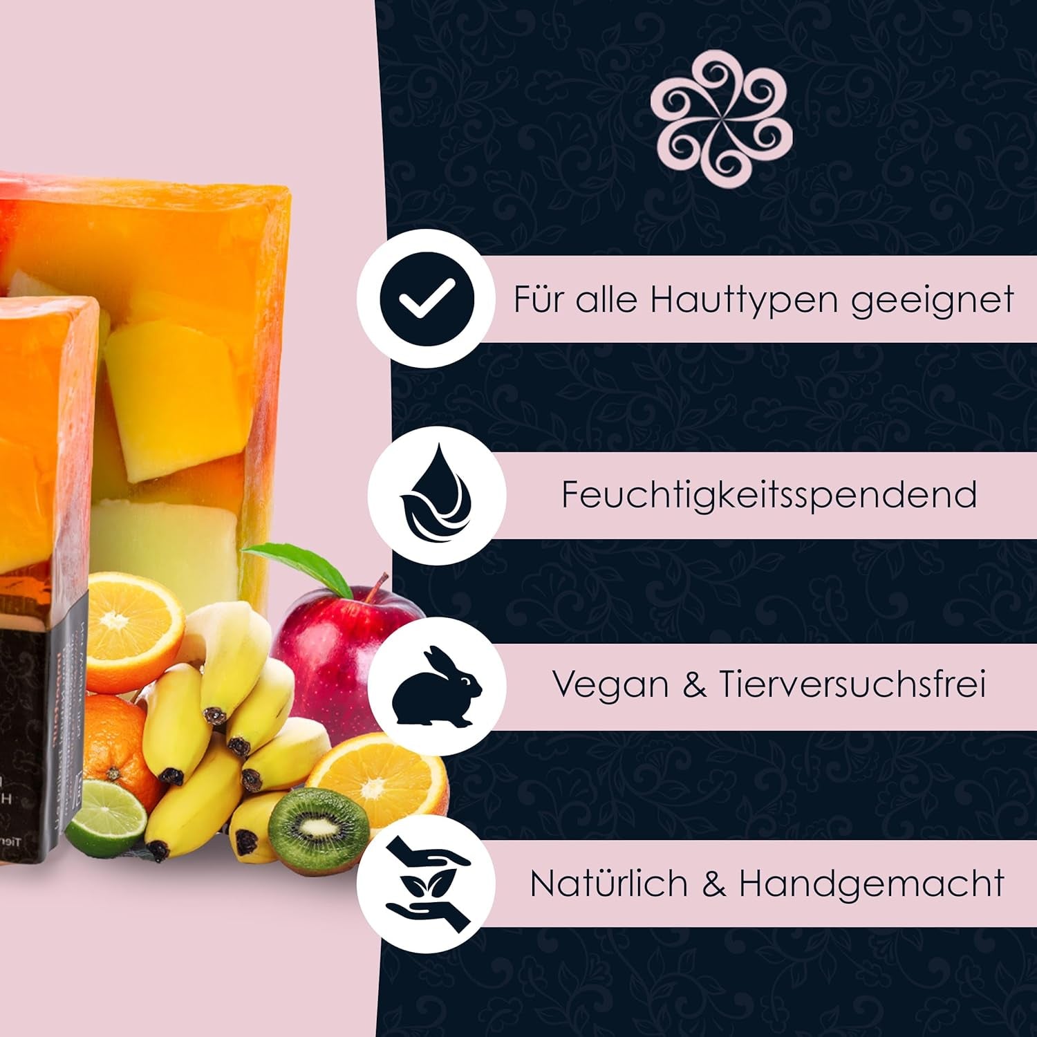 Panu Seifen Frutiy - Vegane Duschseife Für Alle Hauttypen - Naturseife Als Festes Duschgel Und Festes Shampoo - Premium Soap Bar - Natürlicher Duschbrocken Als Festes Duschgel