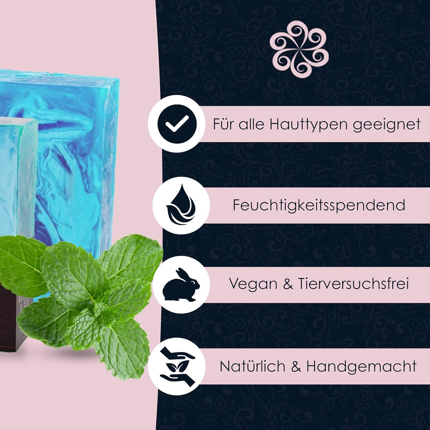Panu Seifen Minze - Vegane Duschseife Für Alle Hauttypen - Naturseife Als Festes Duschgel Und Festes Shampoo - Premium Soap Bar - Natürlicher Duschbrocken Als Festes Duschgel