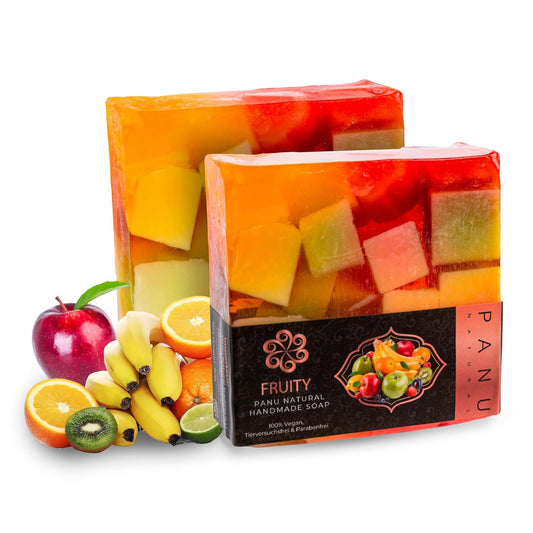 Panu Seifen Frutiy - Vegane Duschseife Für Alle Hauttypen - Naturseife Als Festes Duschgel Und Festes Shampoo - Premium Soap Bar - Natürlicher Duschbrocken Als Festes Duschgel