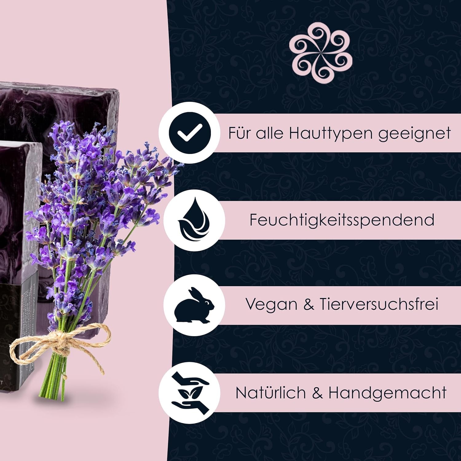 Panu Seifen Lavendel - Vegane Duschseife Für Alle Hauttypen - Naturseife Als Festes Duschgel Und Festes Shampoo - Premium Soap Bar - Natürlicher Duschbrocken Als Festes Duschgel