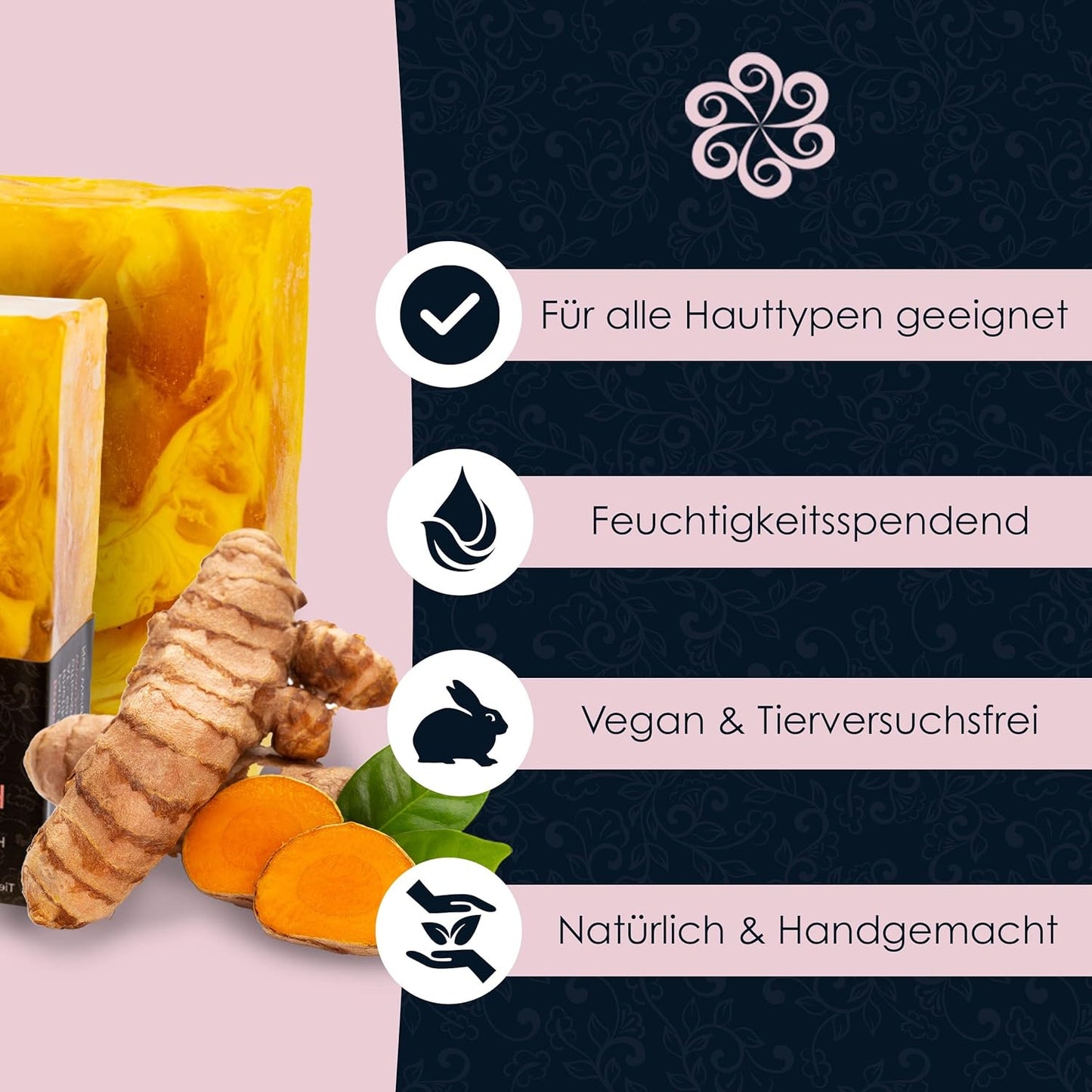 Panu Seifen Kurkuma - Vegane Duschseife Für Alle Hauttypen - Naturseife Als Festes Duschgel Und Festes Shampoo - Premium Soap Bar - Natürlicher Duschbrocken Als Festes Duschgel