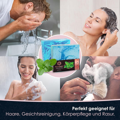Panu Seifen Minze - Vegane Duschseife Für Alle Hauttypen - Naturseife Als Festes Duschgel Und Festes Shampoo - Premium Soap Bar - Natürlicher Duschbrocken Als Festes Duschgel
