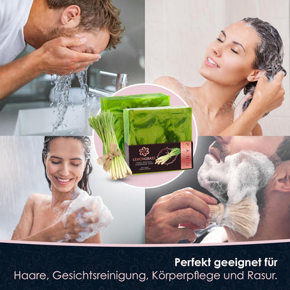Panu Seifen Lemongrass - Vegane Duschseife Für Alle Hauttypen - Naturseife Als Festes Duschgel Und Festes Shampoo - Premium Soap Bar - Natürlicher Duschbrocken Als Festes Duschgel