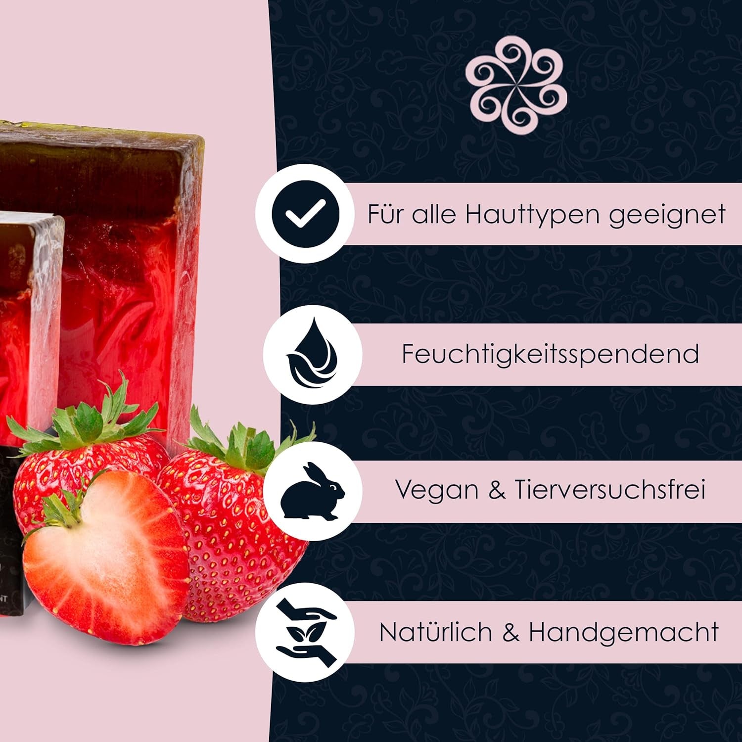 Panu Seifen Erdbeer - Vegane Duschseife Für Alle Hauttypen - Naturseife Als Festes Duschgel Und Festes Shampoo - Premium Soap Bar - Natürlicher Duschbrocken Als Festes Duschgel